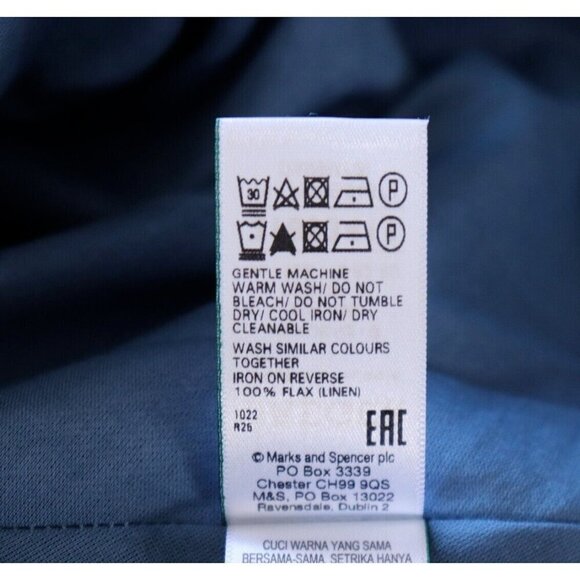 Jaeger Women's US4 UK8 Chambray Blue Pure Linen Midi Skater Skirt Side-Zip NWT - Picture 9 of 10